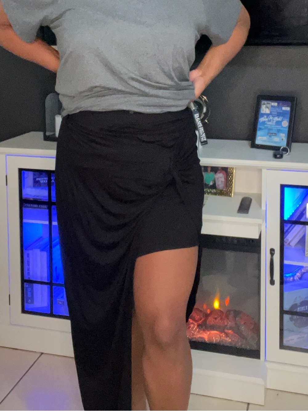 New York & Company Black High-Low Wrap Skirt